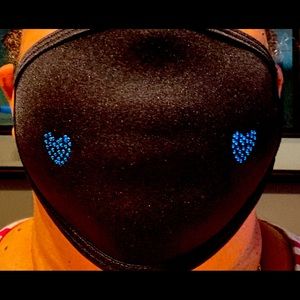 Blue Double-heart Rhinestone Mask